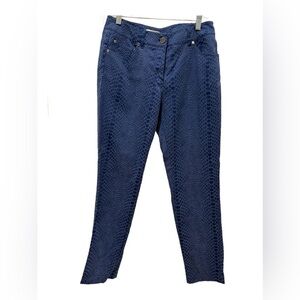 Eric Blue snake skin Textured skinny leg Pants. Size 6